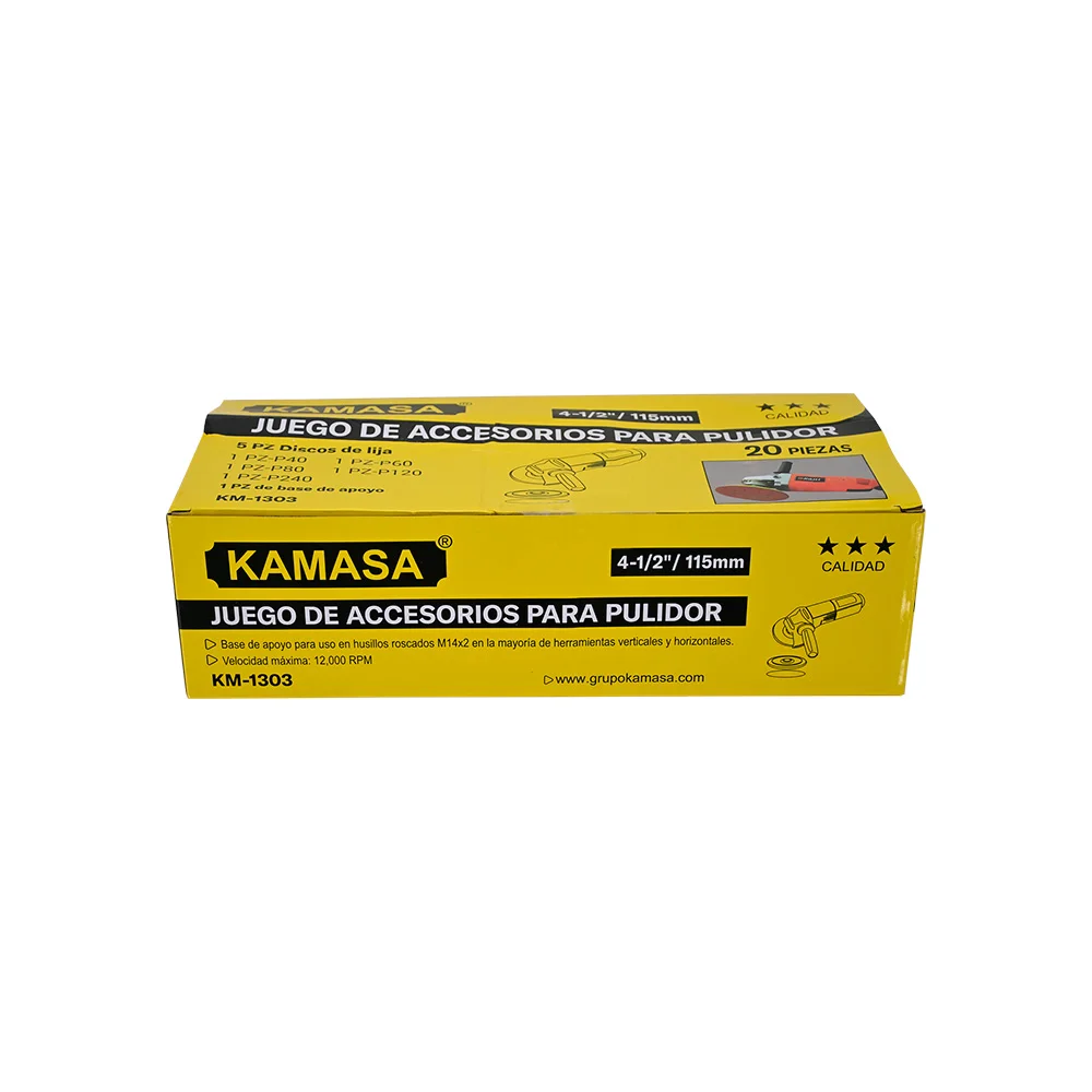 Juego de 6 PZS de Lijas Circular 4.5" (115 Mm) 40 al 240 KM1303 Kamasa
