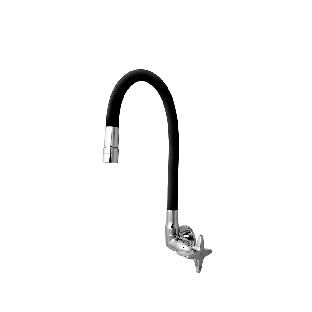 Llave Lavadero Pared Pico Ganzo Flexible Negro Sestri M01S5N00 Vainsa