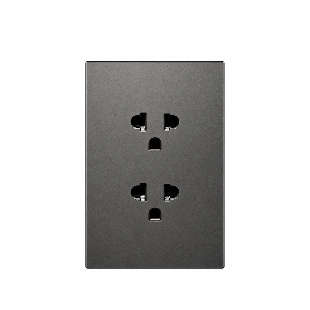 Tomacorriente Doble Universal Gris Monaco 250V, 10A MAX Macroled