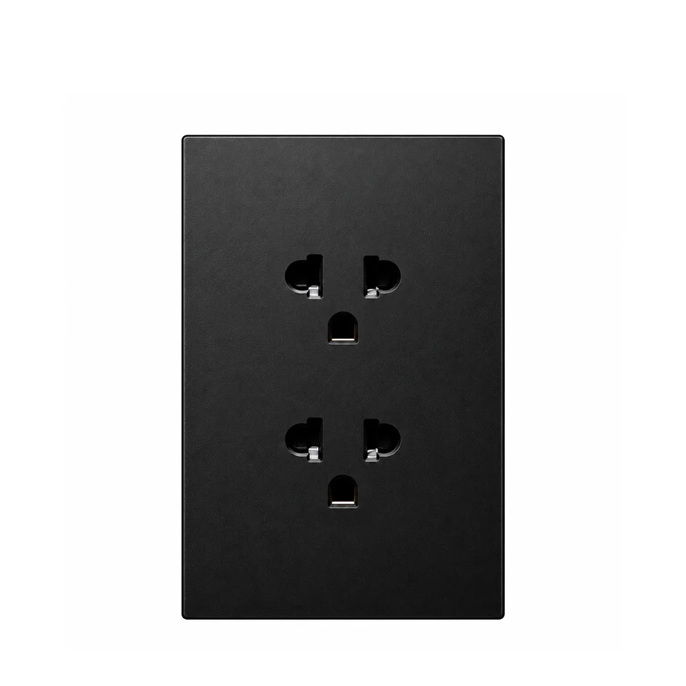 Tomacorriente Doble Universal Negro Monaco 250V, 10A MAX Macroled